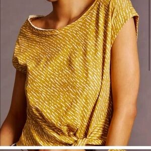 ANTHROPOLOGIE Cropped Side-Tie Boatneck Top, Size XL